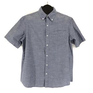 Chaps Short Sleeve Button Down Shirt Men's XL Blue Cotton Business Casual Summer